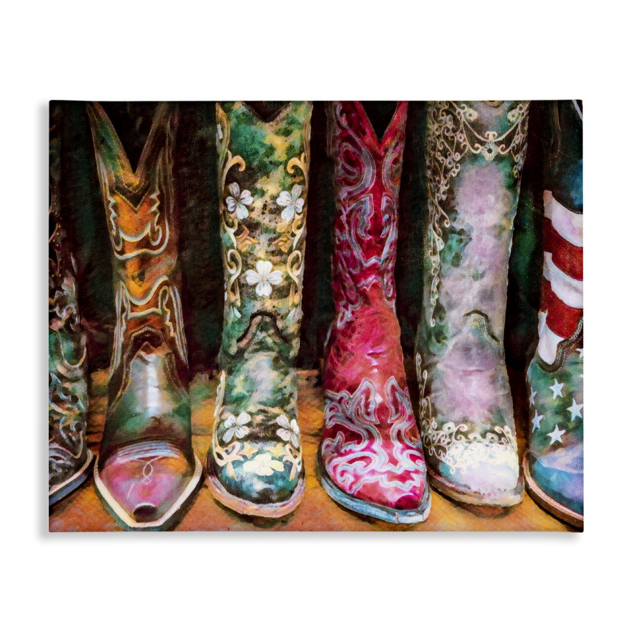 Stupell Industries Cowboy Boots Various Bold Designs Canvas Wall Art